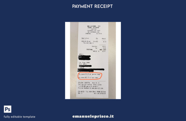 modello di ricevuta di pagamento del negozio Phillips in stile verificato